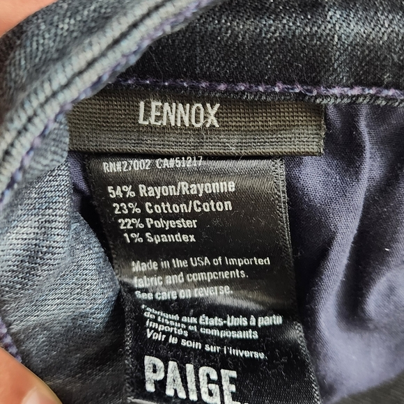 PAIGE Men's Lennox Jeans Straight Relaxed Dark Wash Everyday Casual Pants - Picture 2 of 5